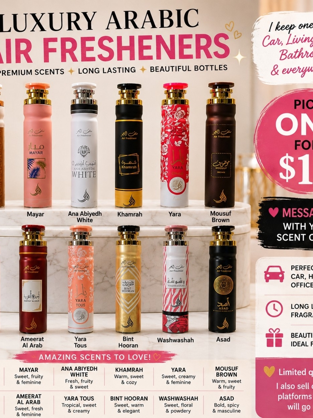 Luxury Arabic Air Freshener | Choose Your Scent | $12 Each